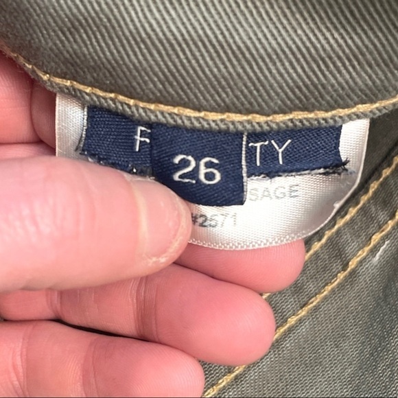 Fidelity Denim Cher Crop High Rise Slim Straight Sage Green Jeans | Size 26 - Picture 12 of 12
